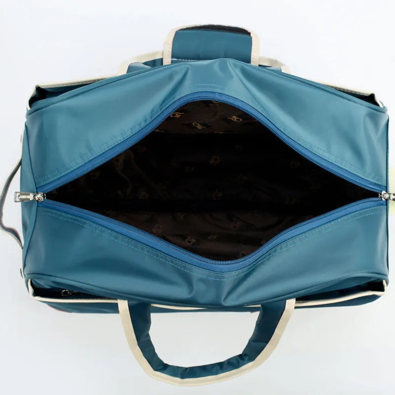 Oxford Pull Rod Nylon Waterproof Large Capacity Travel Bag for Business and Leisure, Solid Colour with Colour Blocking, Available in 20- or 24-Inch Size, 36-55 Litre Capacity, in Purple, Lake Blue, Black, Brown, Rose Red, or Dark Blue with Black Wheels