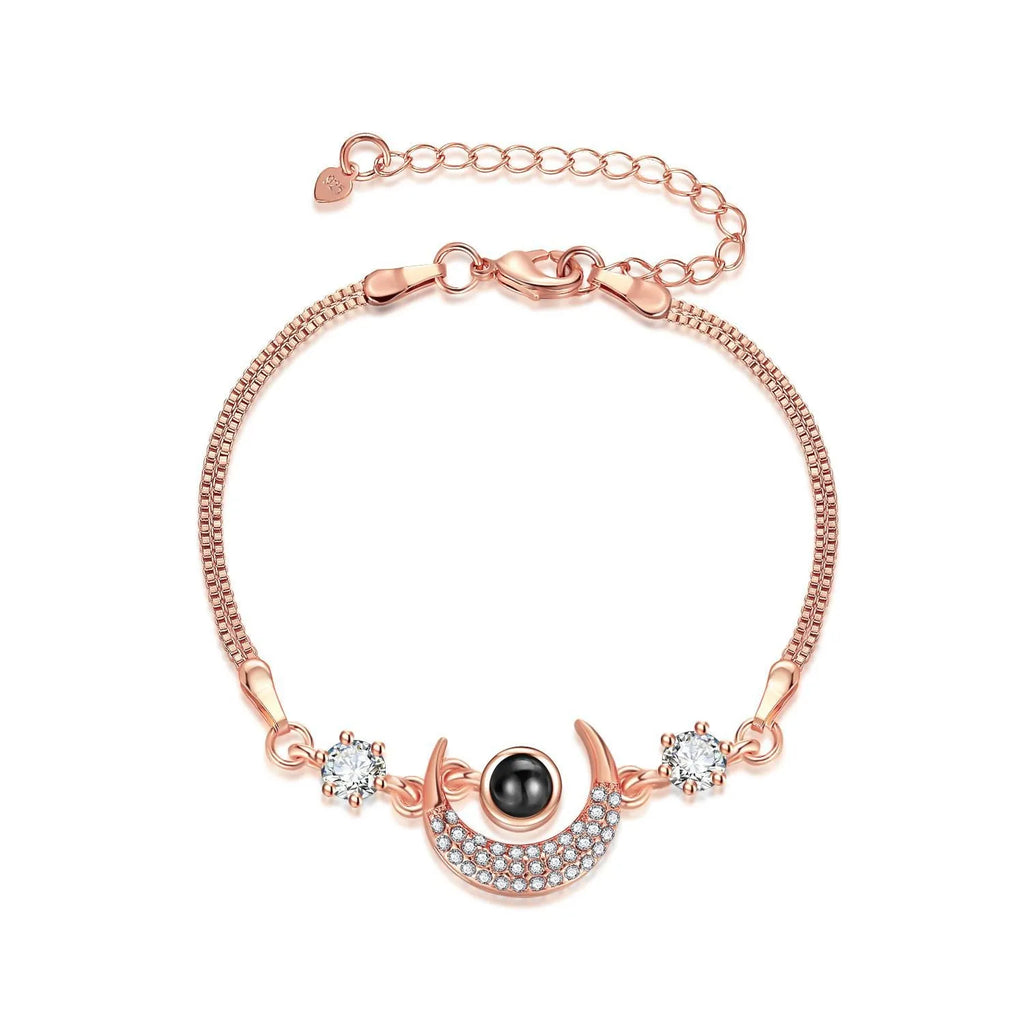 Korean style projection star moon bracelet copper diamond inlay rose gold silver charm