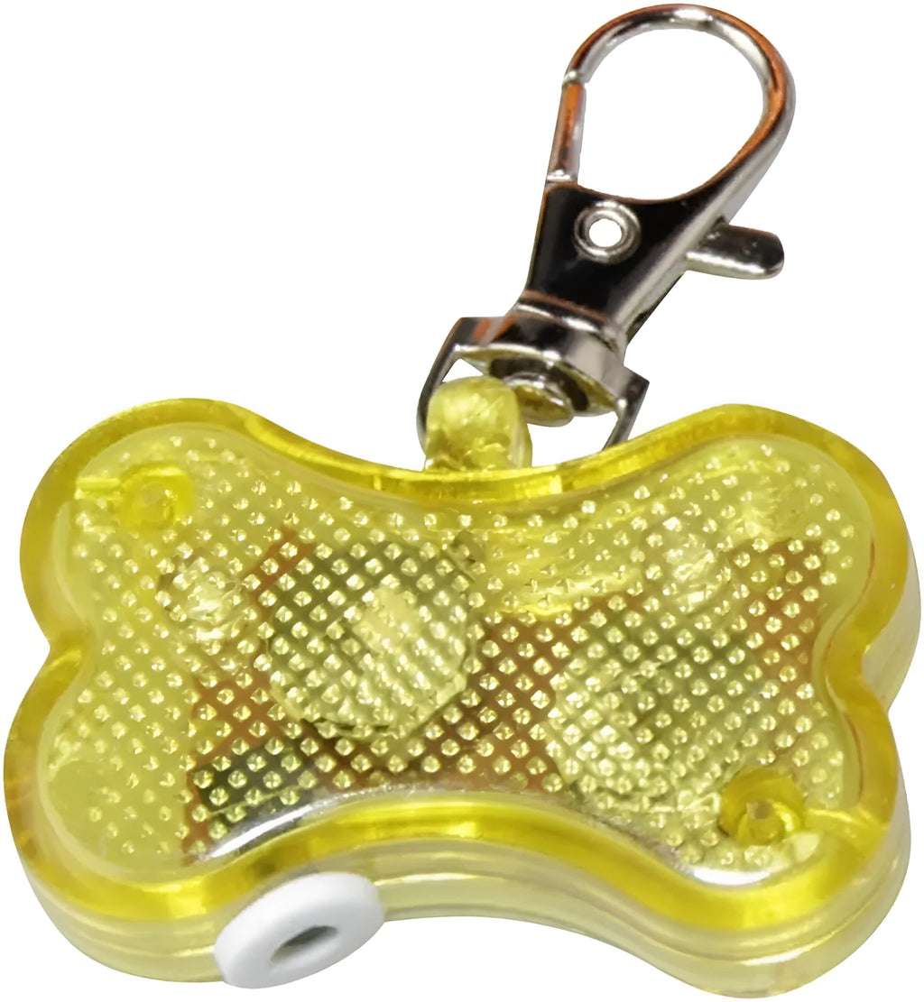 Plastic bone-shaped LED pendant for pet collars in multiple colours with three light modes