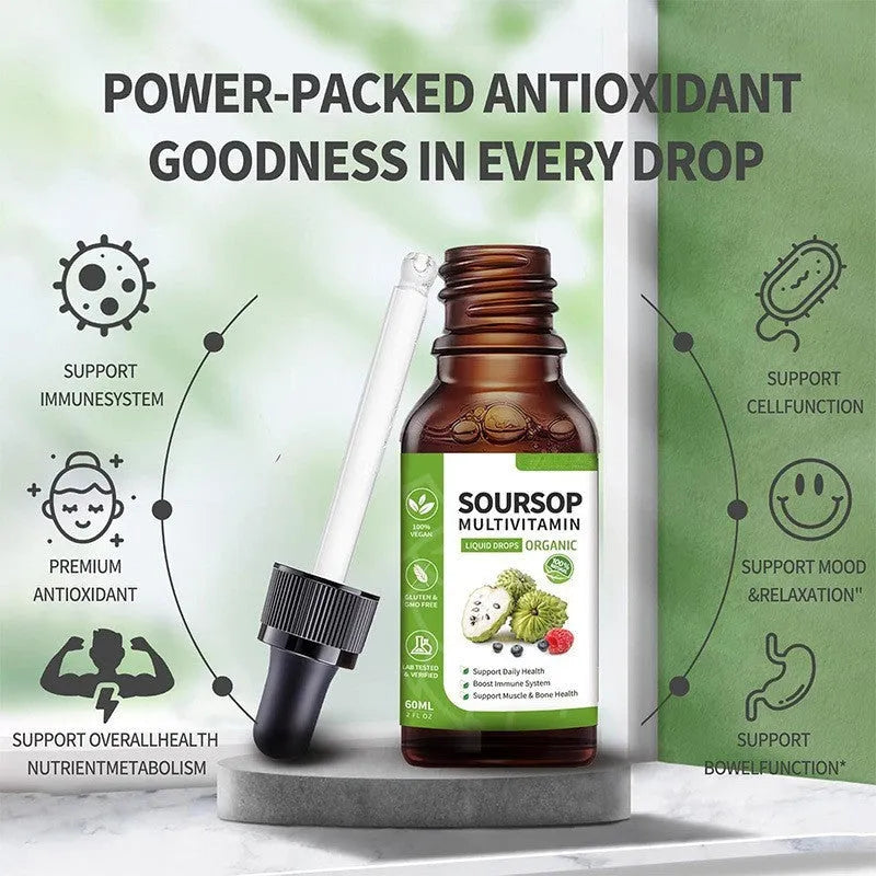 60ml bottle of Annona Prickly Fruit flavoured edible care drops with applicator