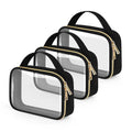 Transparent PVC cosmetic wash bag with chain handle showing lipstick storage