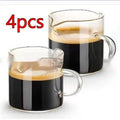 White transparent double mouth glass coffee cups, modern simplicity design, shown in a set.