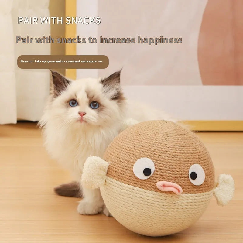 Colourful cube-shaped puffer leakage food feeder pet toy made of sisal hemp, measuring 15cm.