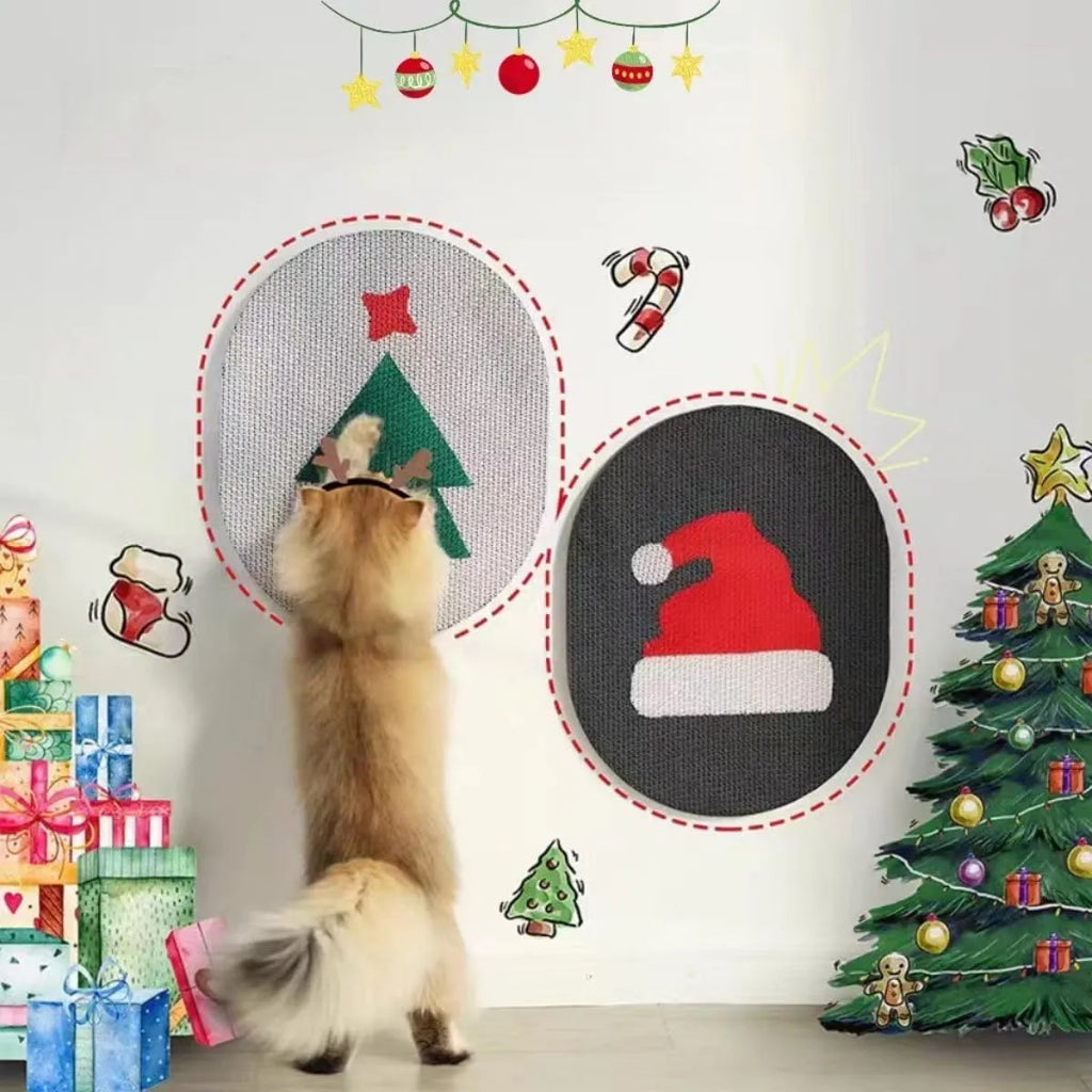 Wall mounted vertical cat scratcher with corrugated cardboard surface