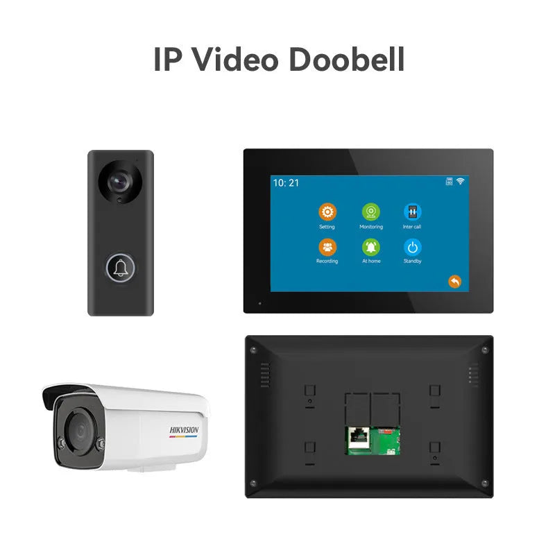 10 inch video intercom doorbell system with outdoor camera unit and indoor display