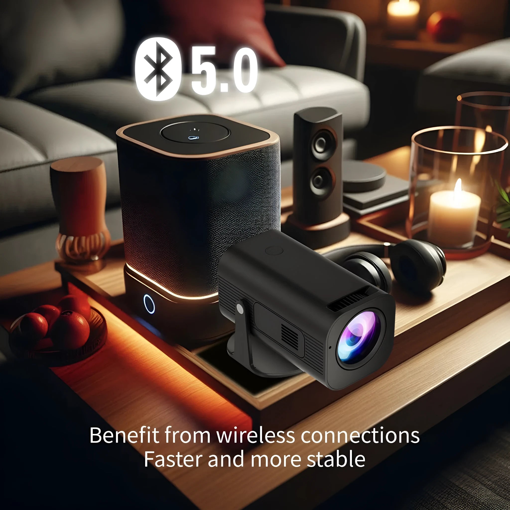 P330 portable mini projector in black or white with remote control and accessories