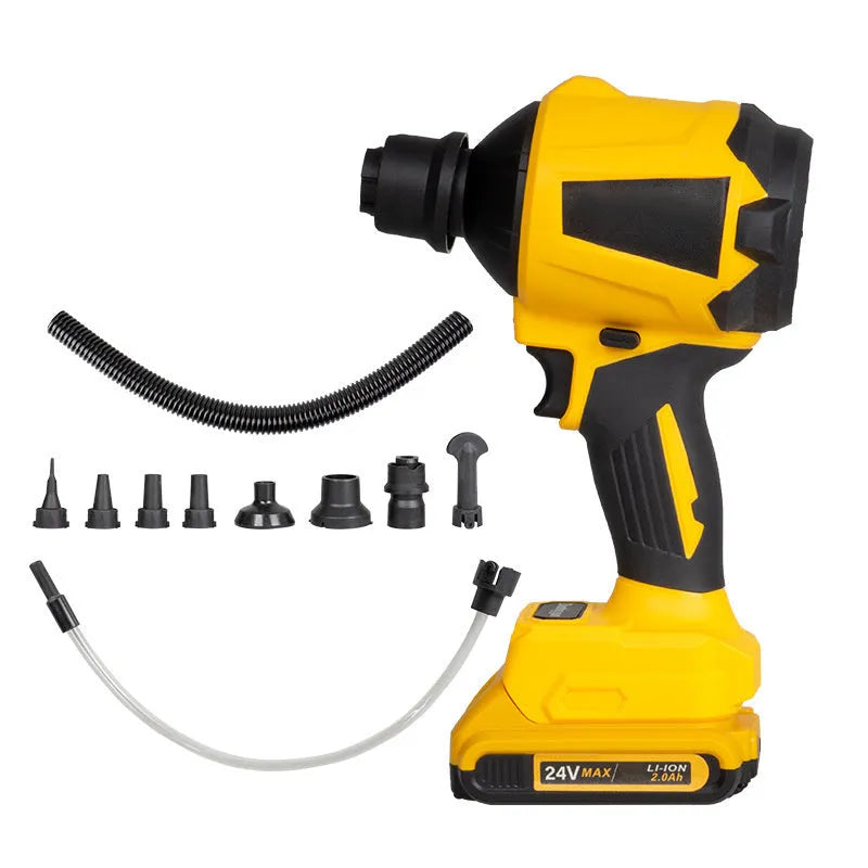 Yellow cordless handheld dust blower gun with 680W motor for office and home cleaning