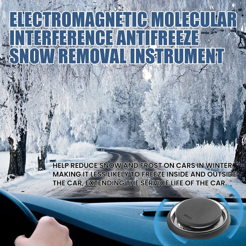 Compact black portable car deicing instrument for melting ice and snow on windscreens.