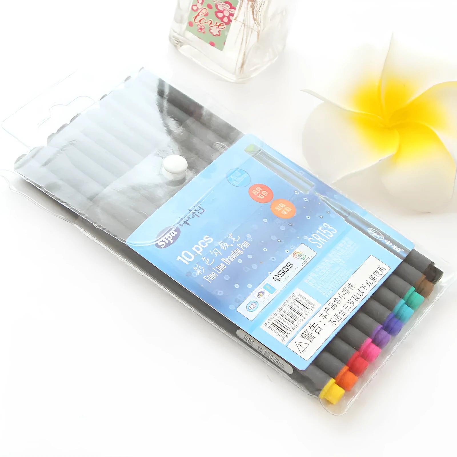 Set of 10 hook line pens with 0.38mm fine nib for technical drawing and architectural drafting