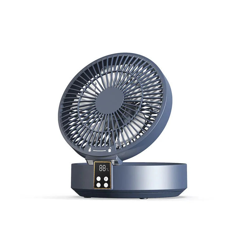 Portable rechargeable folding desk fan with remote control and night light in blue colour