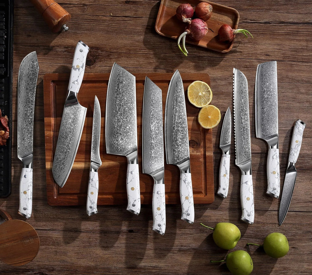 Damascus Special Household Combined Chef's Knife with 21cm VG10 steel blade and modern handle.
