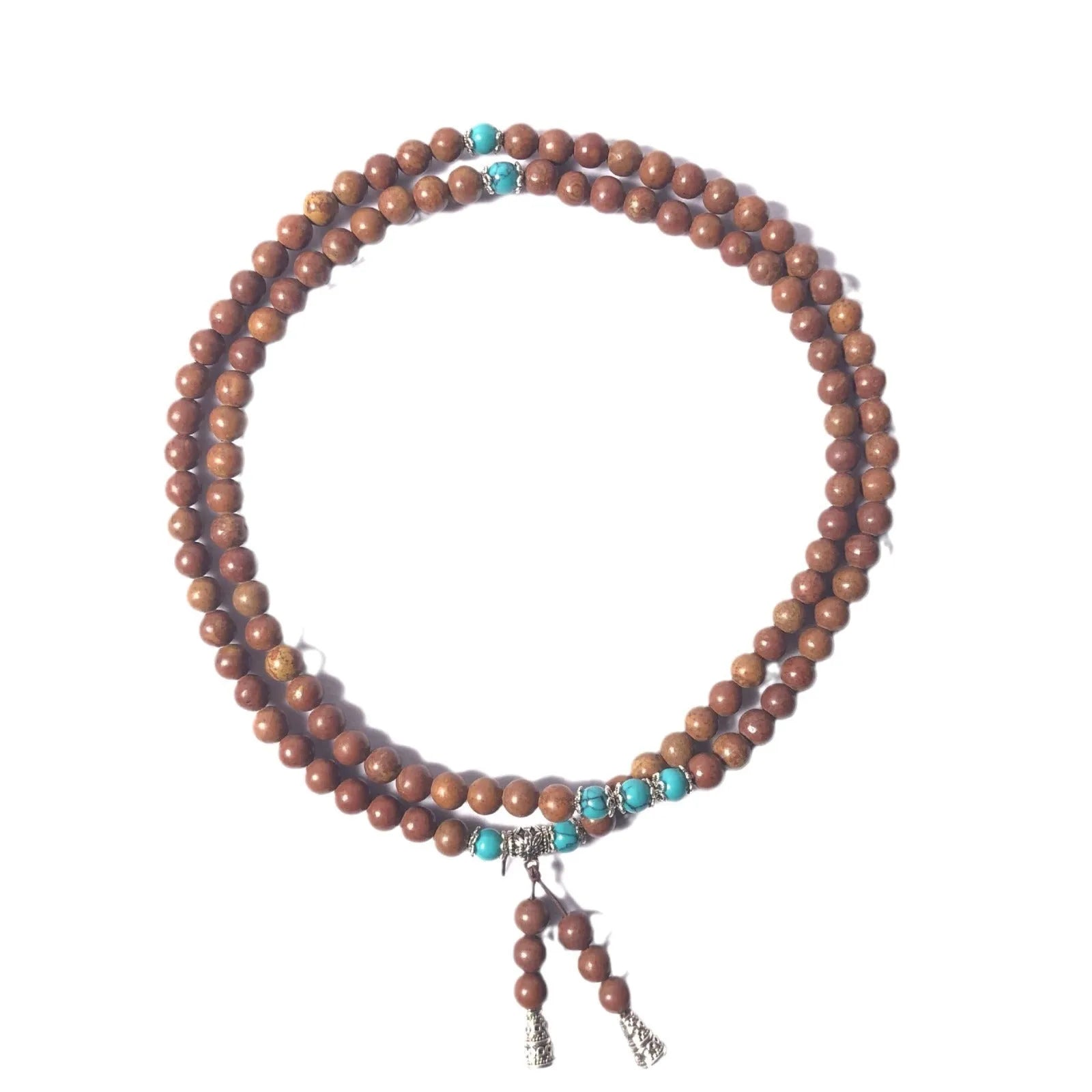 Stone bead bracelet with 108 geometric beads measuring 5-6mm in diameter