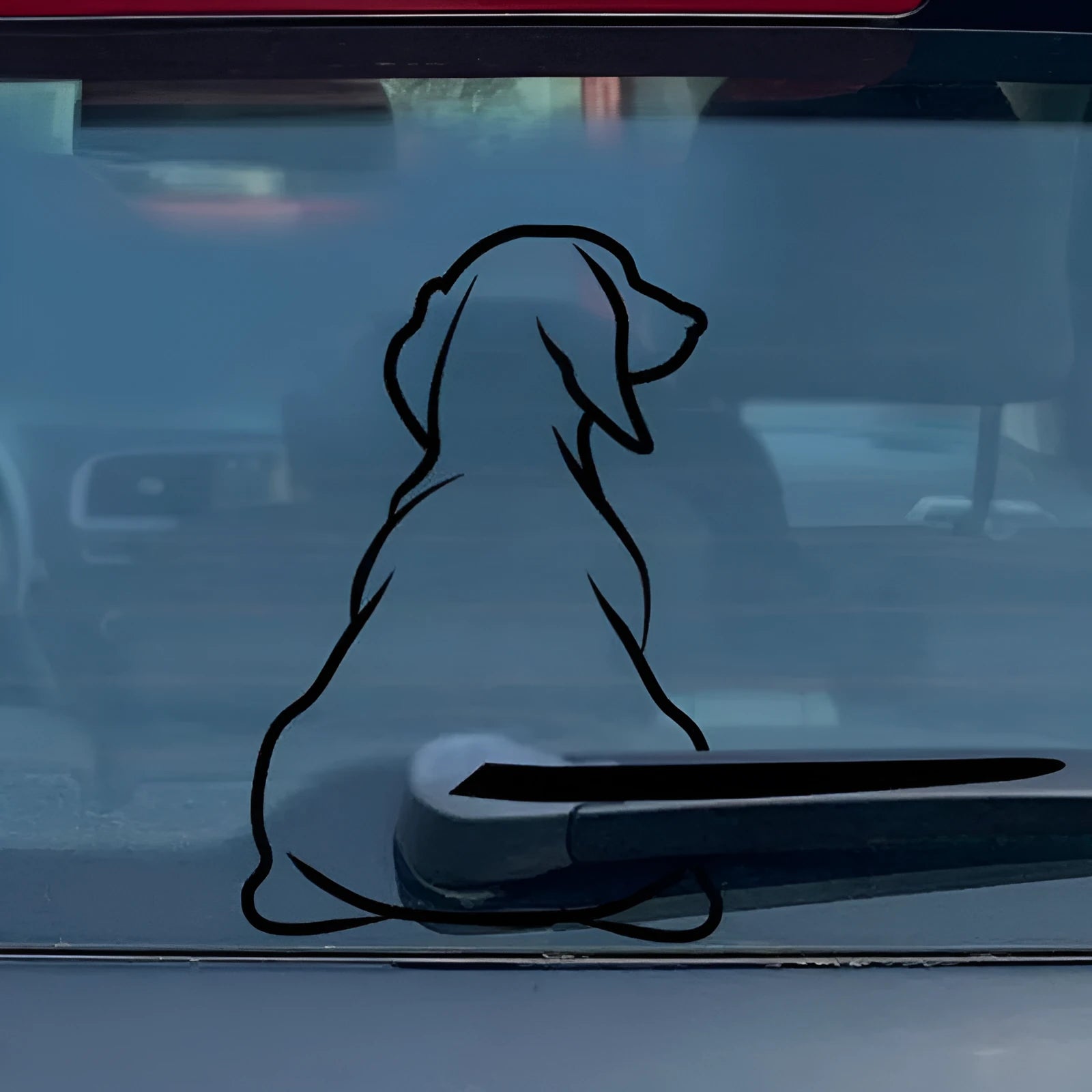 Cartoon dog wiper motion car window sticker showing rear gear animation on glass