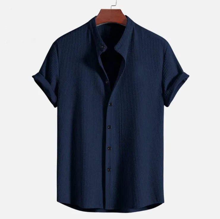 Men's loose fit short sleeve polyester summer shirt in multiple colour options