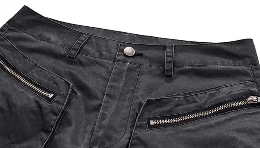 Retro three-dimensional keel casual sports pants in viscose rayon fabric, shown in gray colour with straight hem.