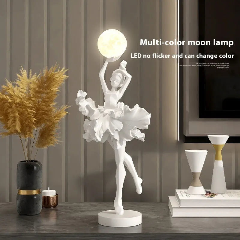 Art Girl Atmosphere resin USB night light ornament in black gold, white, pink, or light blue.