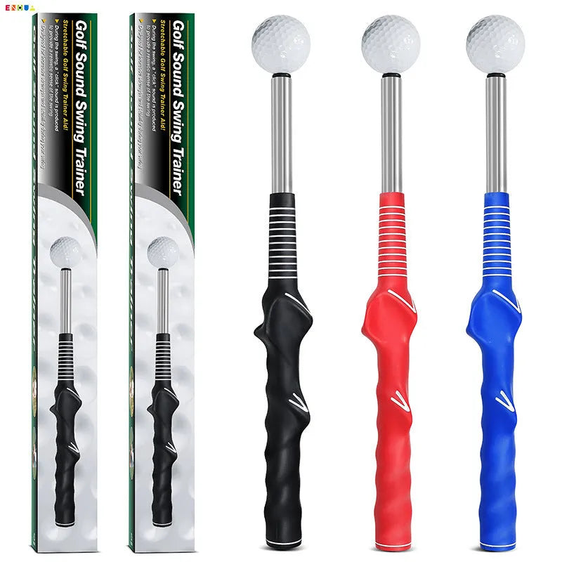 Telescopic golf swing simulator in stainless steel with adjustable height for indoor practice