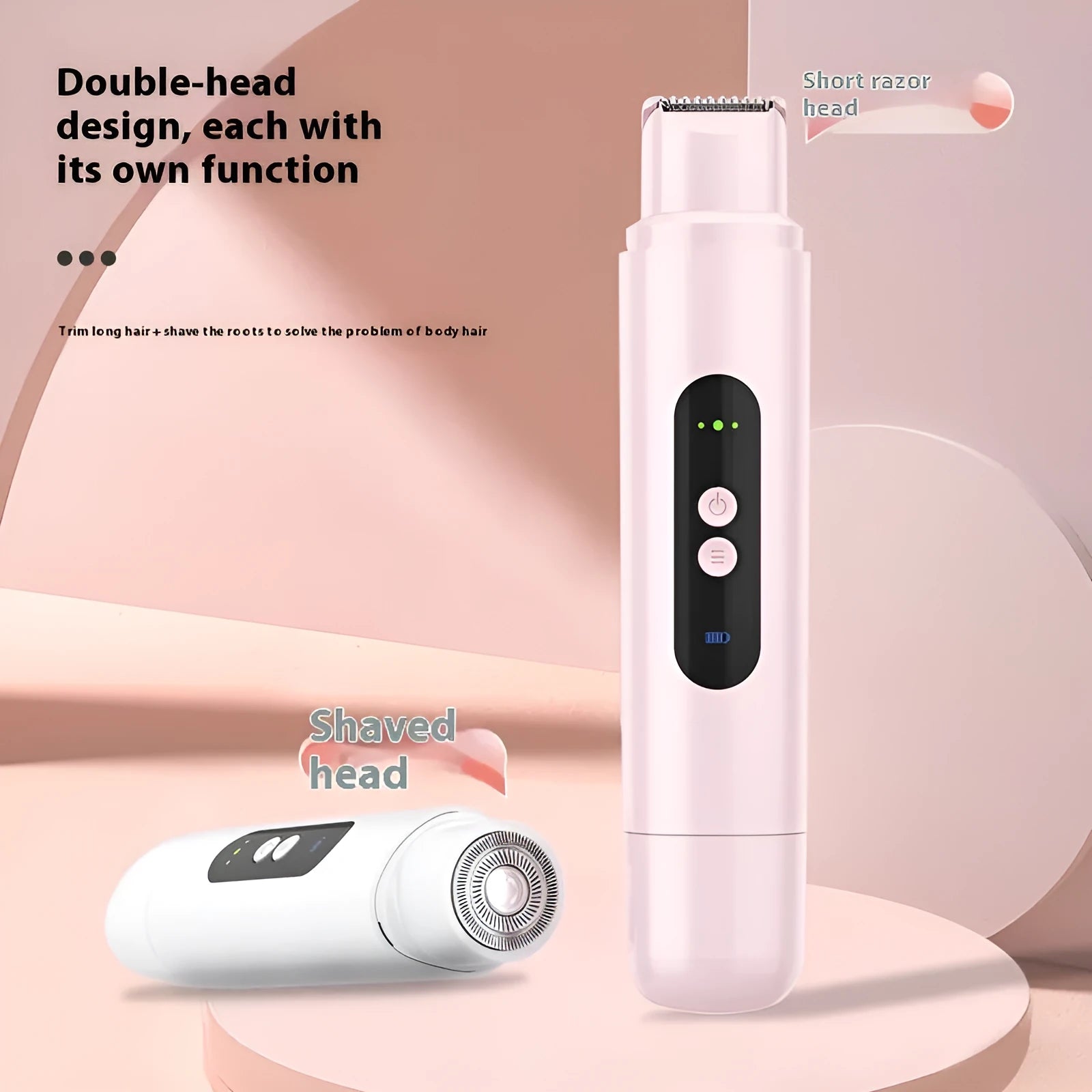 Portable white electric depilator with floating blade and USB charging for body hair removal