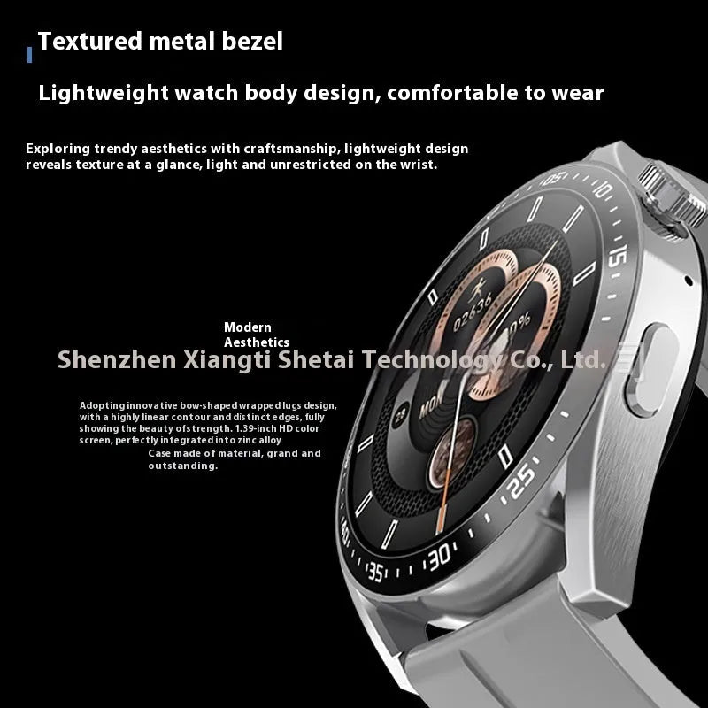 Smart watch with offline payment and voice assistant in black colour on a table