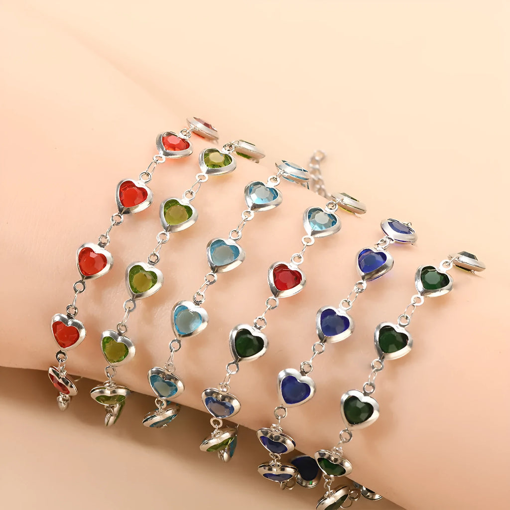 Devil's Eye creative heart stainless steel bracelet in colourful, royal blue, dark green, red, light green, and light blue options