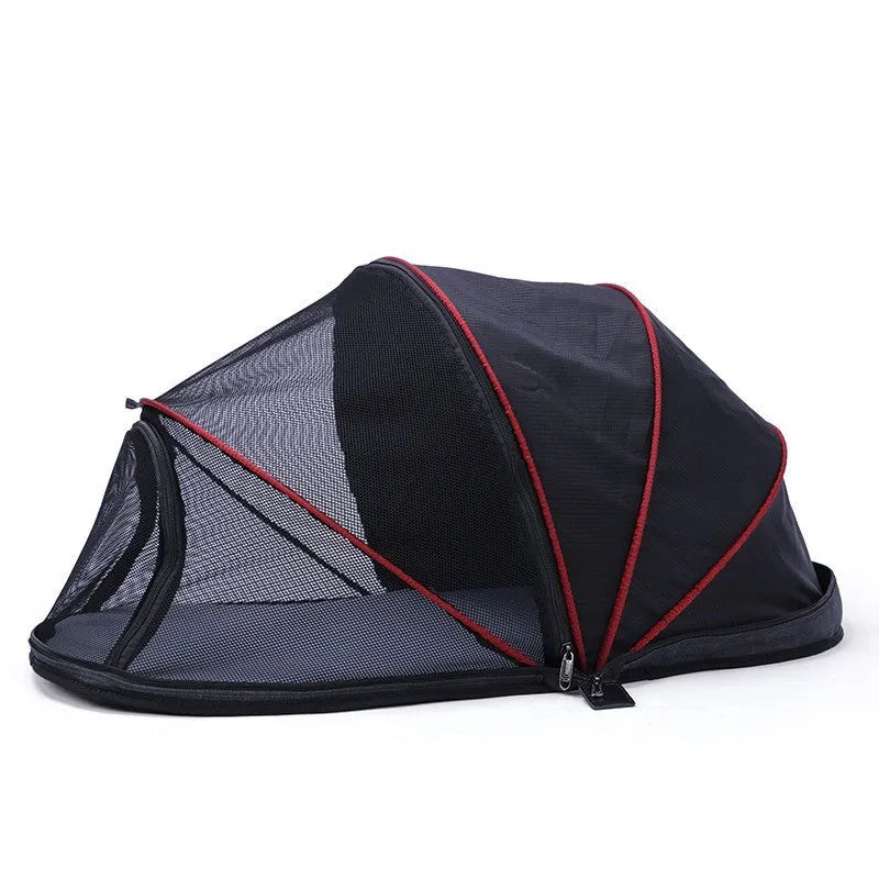 Folding cat tent with half mesh panels in L code size for portable pet accommodation