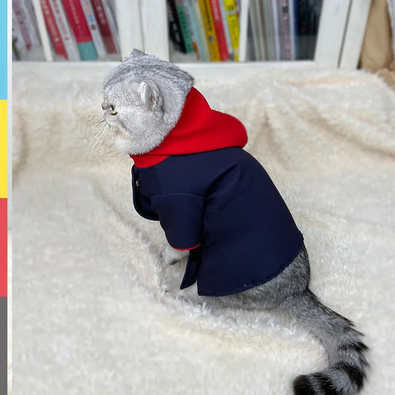 Tiger stripe patterned hoodie for cats and dogs as photo prop in small and medium sizes