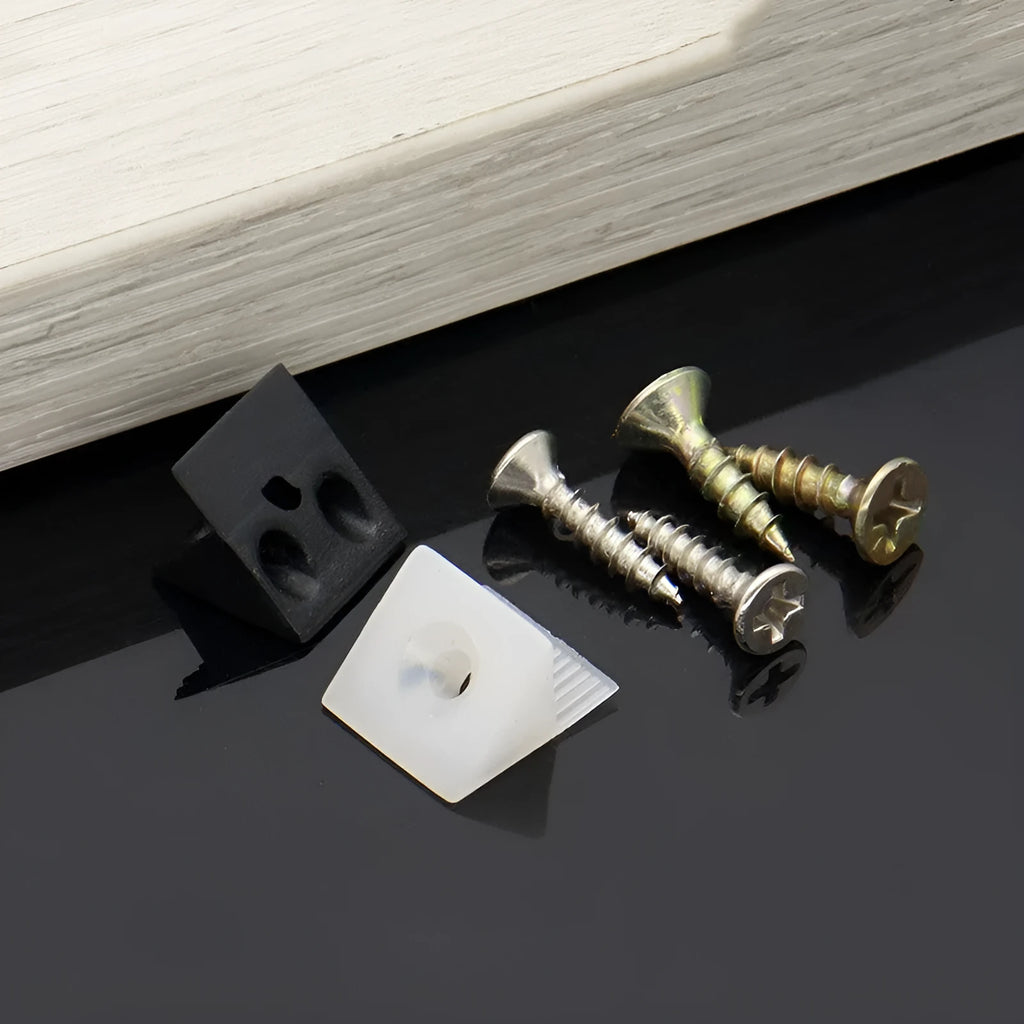 White plastic back plate buckle for wardrobe and cabinet panel support with screw