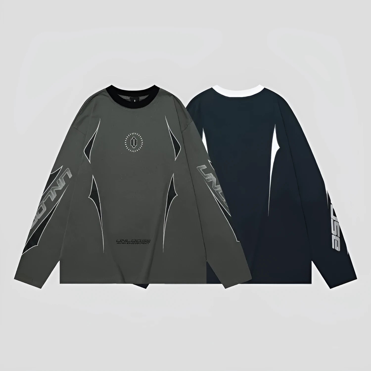 Men's gray khaki cotton pullover sweatshirt with drop shoulders and round neck.