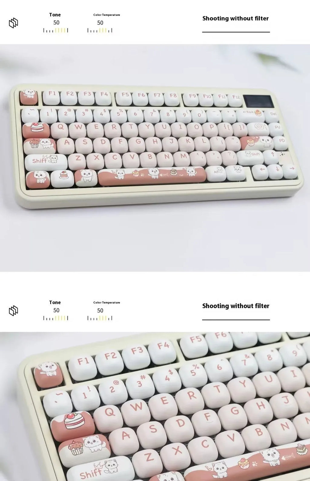 Dessert cat MOG round mechanical keyboard key cap set with sublimation printed cartoon cute artwork