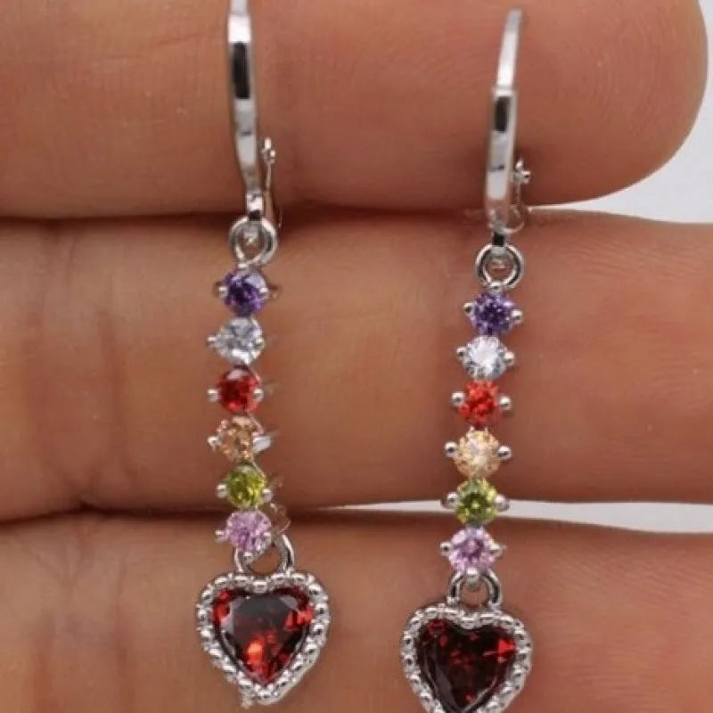 Women's heart-shaped fashion earrings in gold or silver electroplated alloy