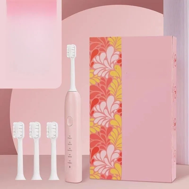 Yellow rechargeable electric toothbrush with USB charging port and soft bristle brush head