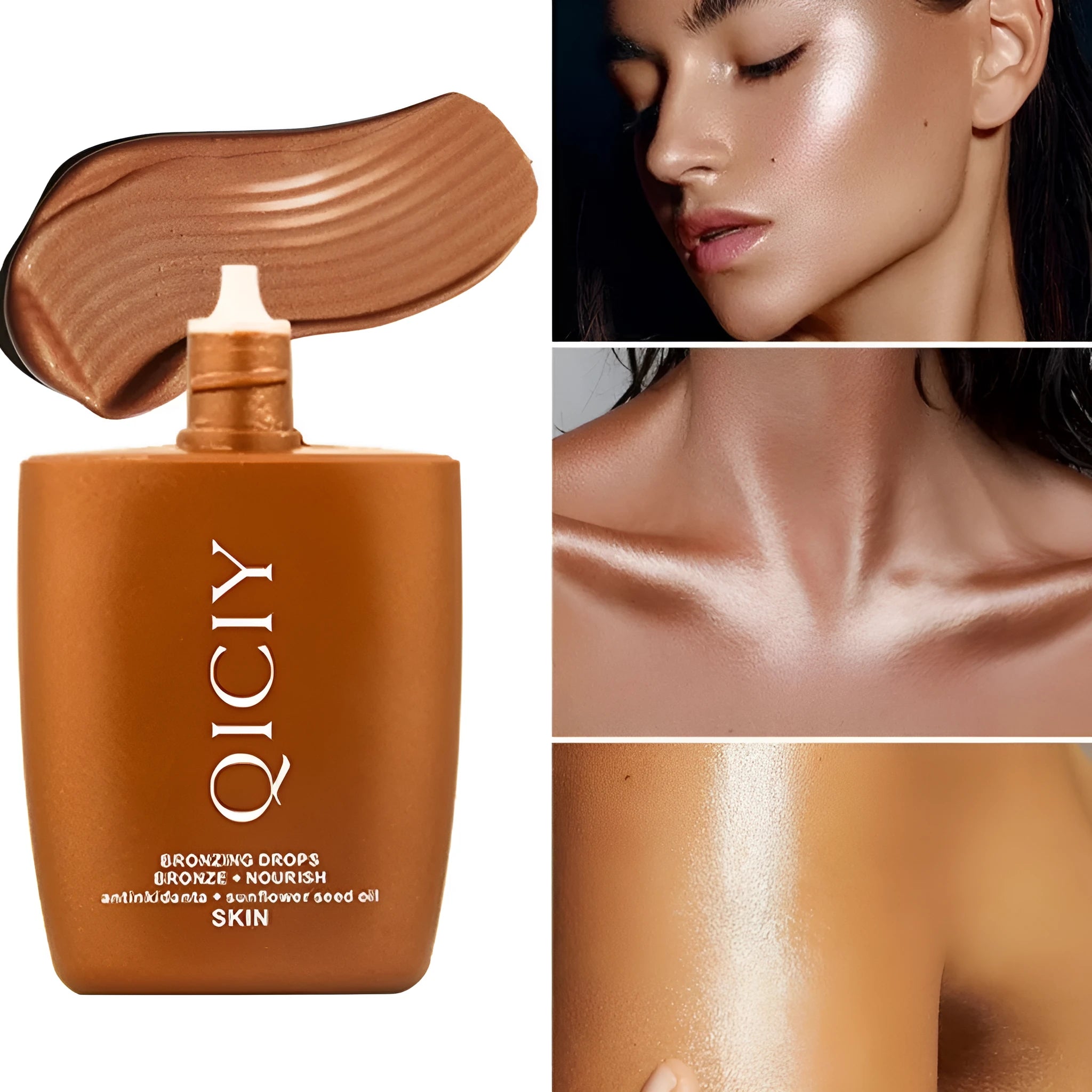 Face and body highlight contour liquid cream in 30ml packaging with four colour options