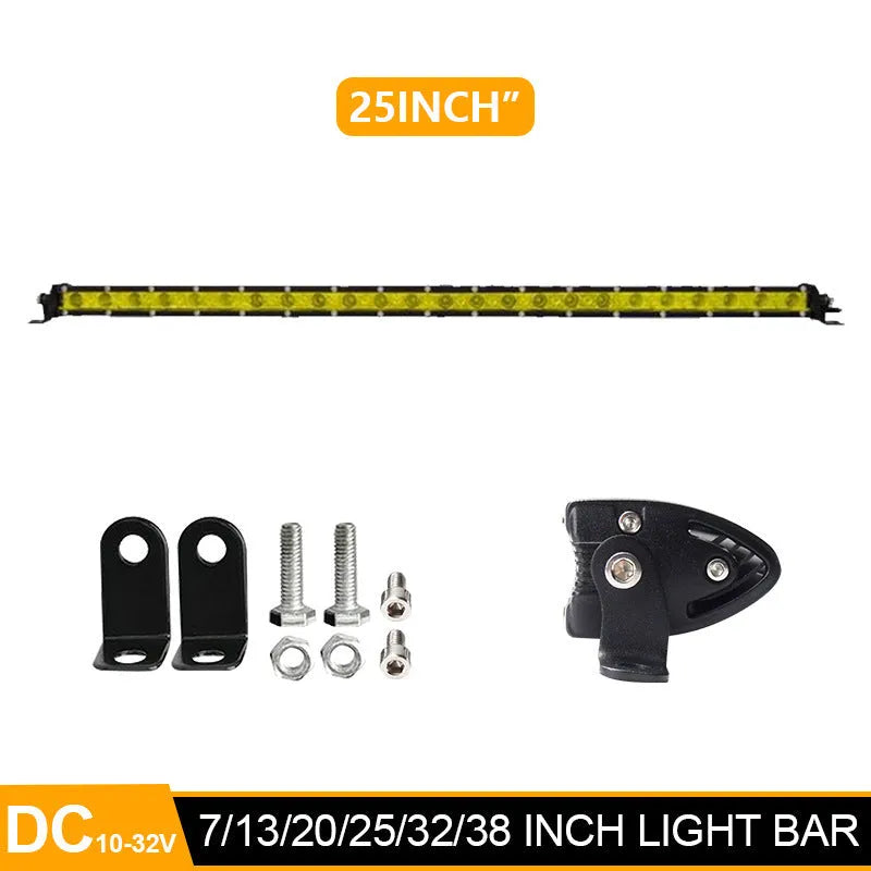 25-inch silver aluminium alloy single row LED light bar for cars with mounting brackets