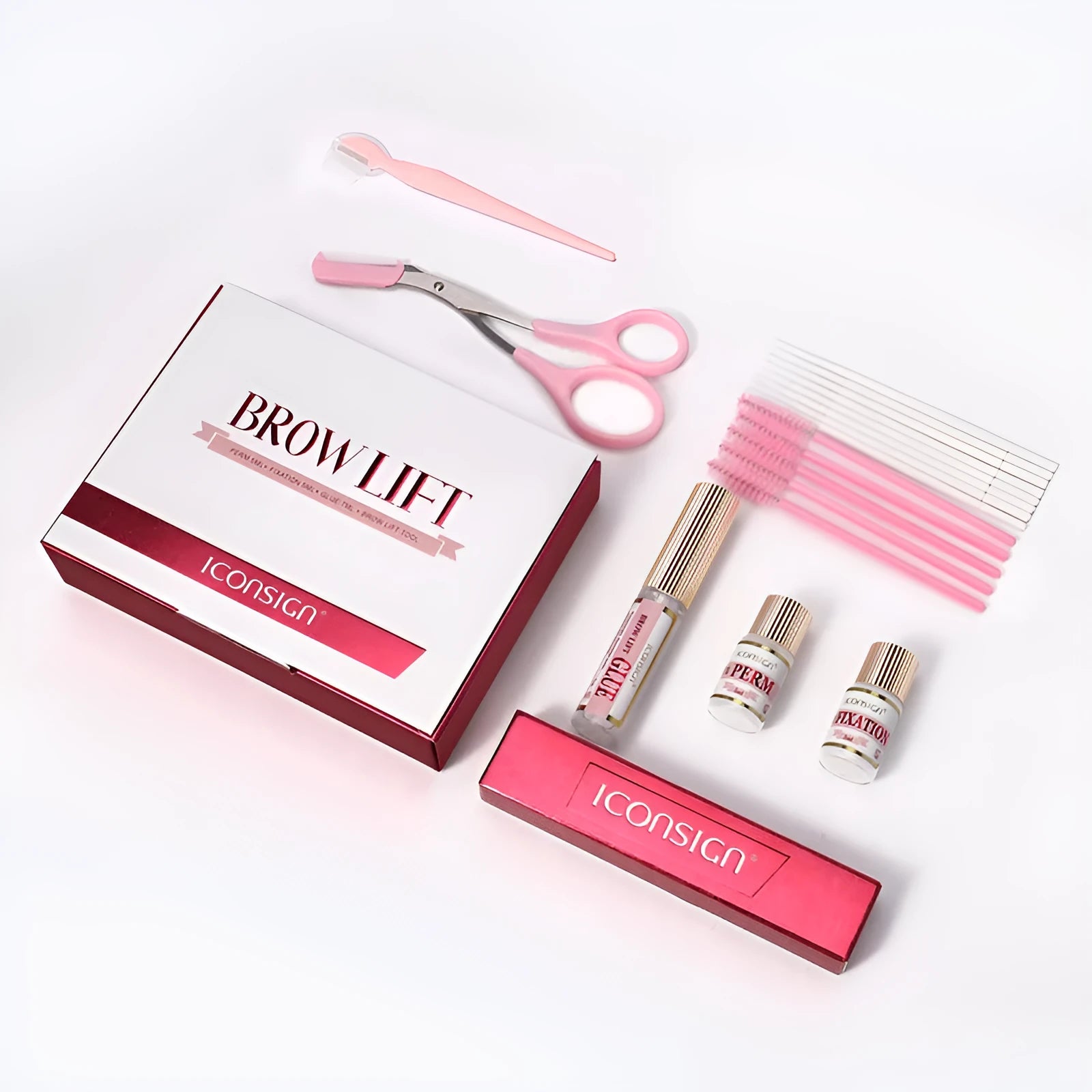Pink eyebrow quick ironing style suit in an eyebrow perm set for scalding and keratosis