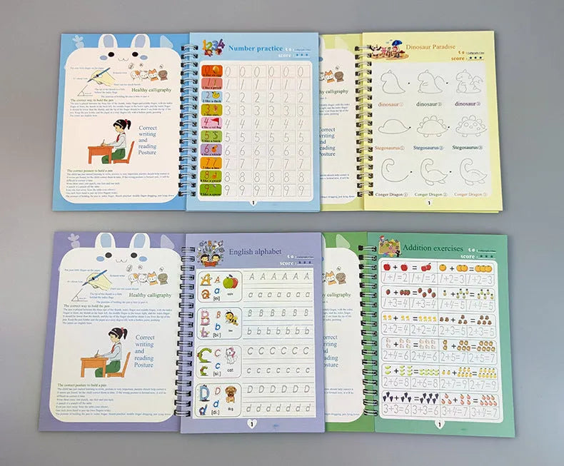 Magic calligraphy copybooks with three-dimensional slot design for children's handwriting practice