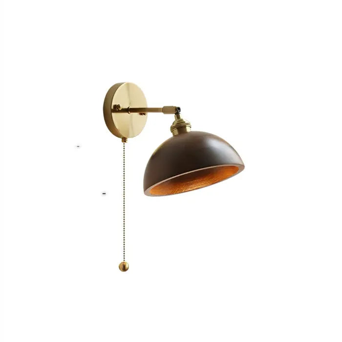Nordic style wooden bedside wall lamp mounted on a light-coloured wall.