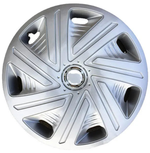 Universal ABS plastic wheel hub cover in a monochrome finish for car decoration.