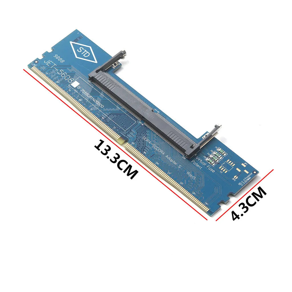 DDR4 laptop to desktop memory adapter card with electrostatic packaging and included memory stick