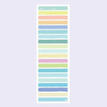 Cartoon plastic sticky note notepad showing colourful striped and bunny or bear character covers, size 90mm by 248mm