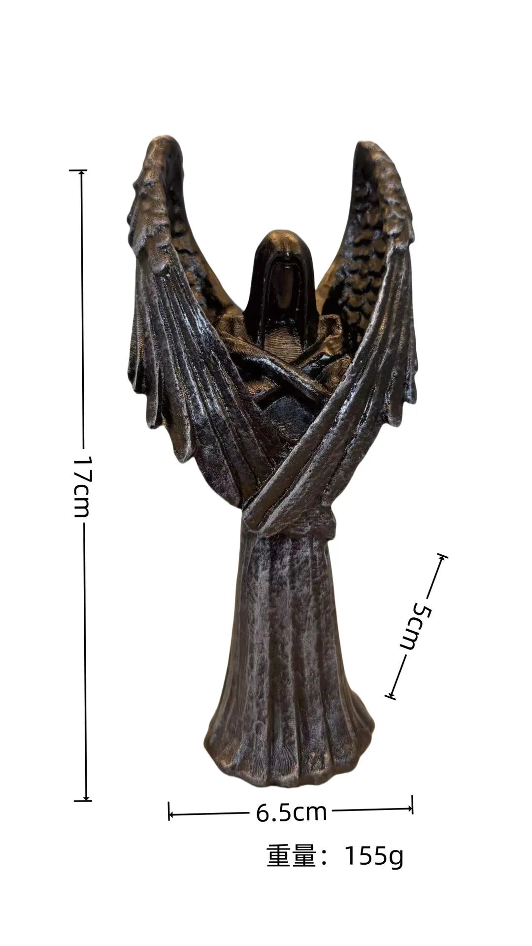 Dark Angel resin statue ornament measuring 17cm tall on display shelf.