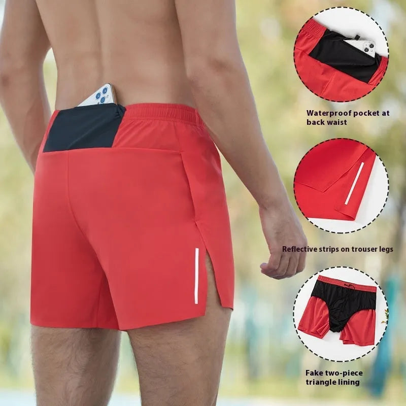Men's black loose fit high waist off-road running shorts for marathon and cross country