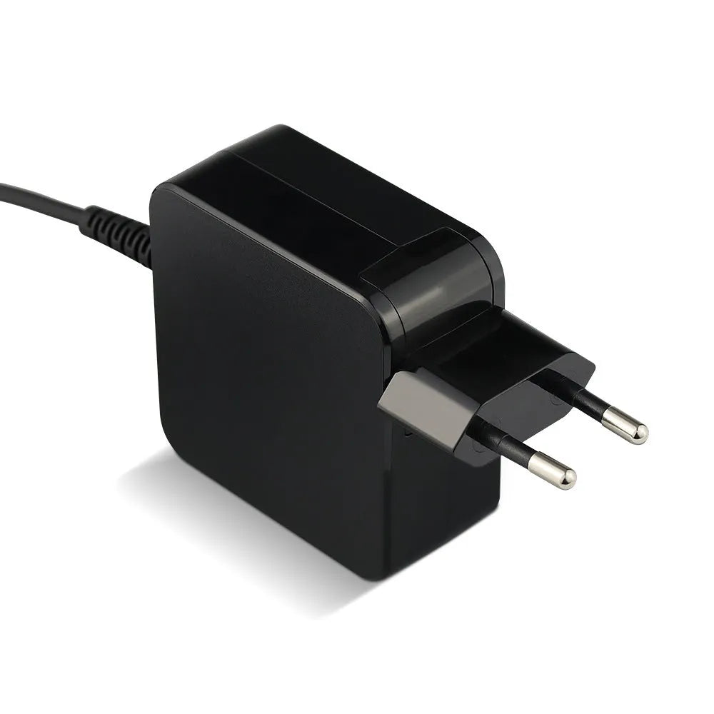 Black Hua 45W laptop power adapter with American plug and attached charging cable on a white background.