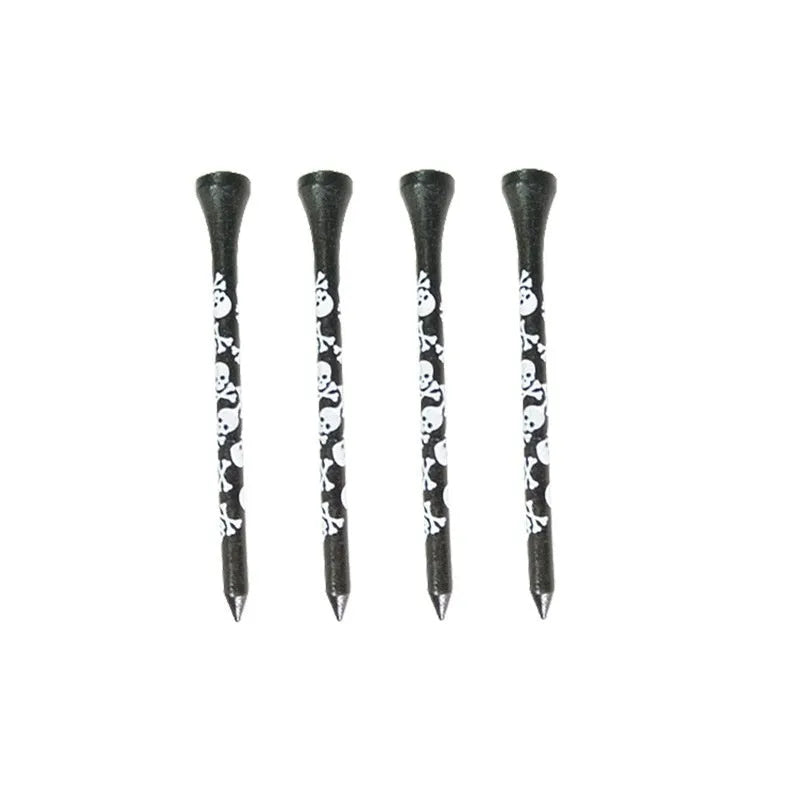 Black skull print bamboo dowel pins for golf accessories in 70mm and 83mm lengths