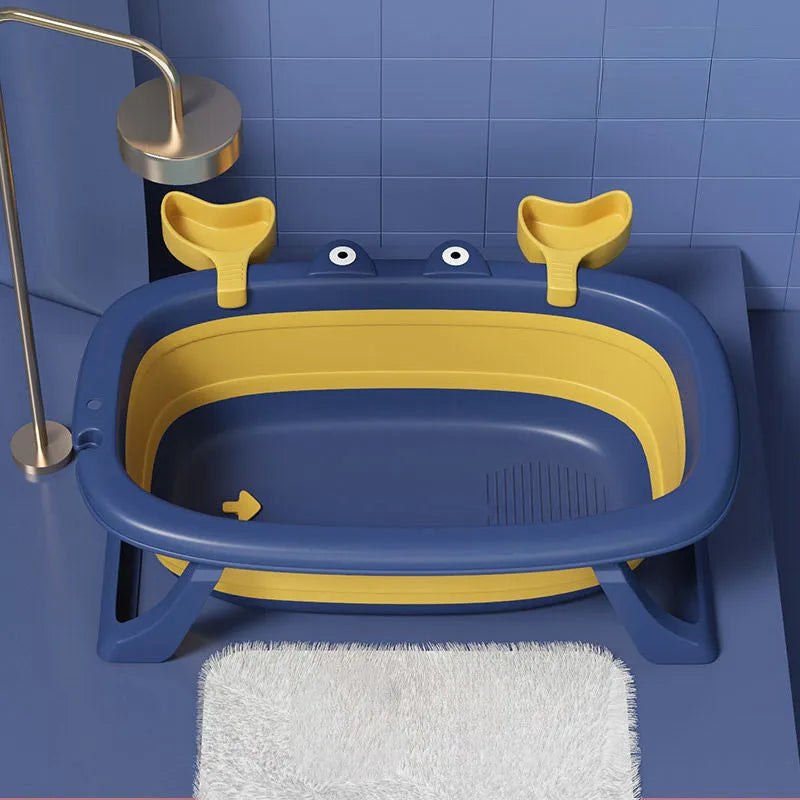 Blue foldable portable pet tub for small dogs and cats with non-slip base