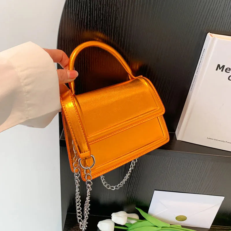 Retro PU leather crossbody shoulder bag in horizontal square shape with six colour options