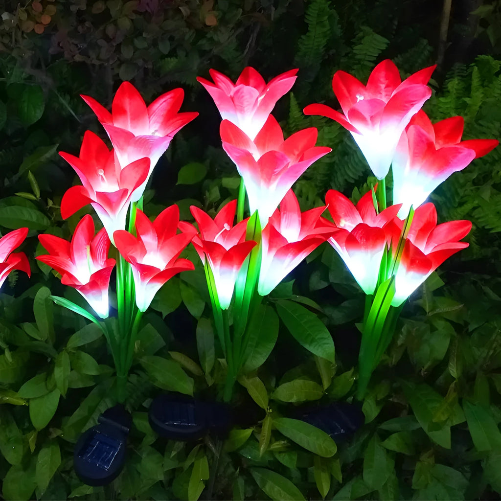 Solar-powered flower-shaped outdoor lantern with decorative lighting for gardens