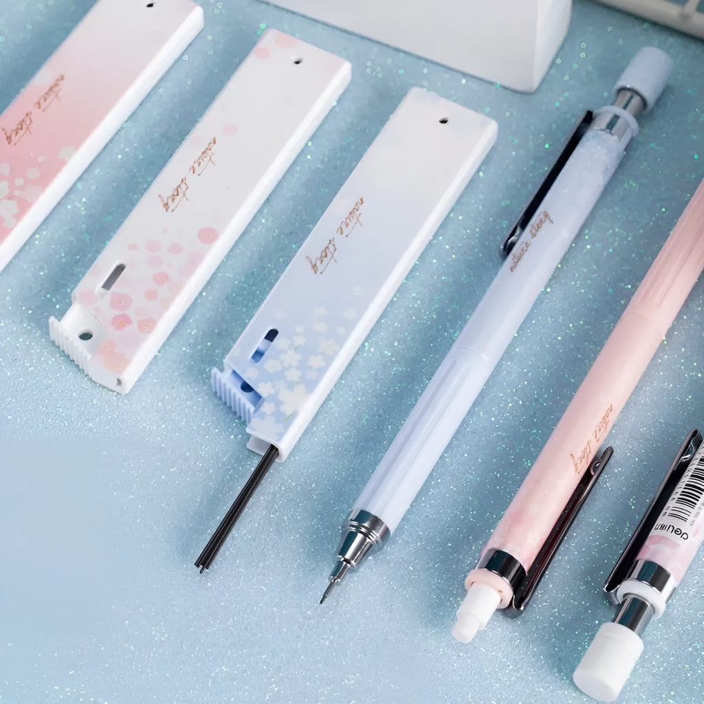 Mixed colour cartoon automatic pencils with Sakura design and HB refill boxes
