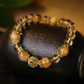 Retro hydrangea design bracelet with artificial crystal elements in amethyst gold or yellow gold colour options