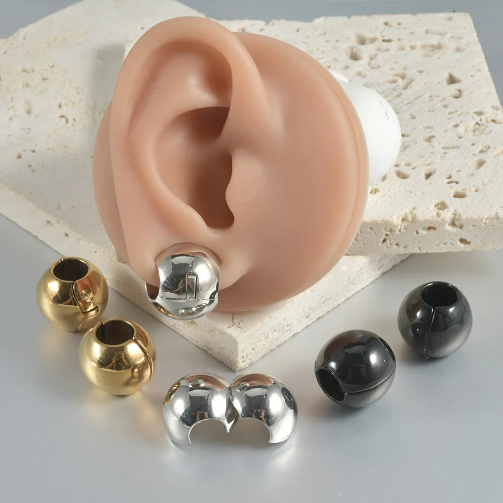 Stainless steel hollow skull Buddha earrings in geometric design with electroplated colour finish