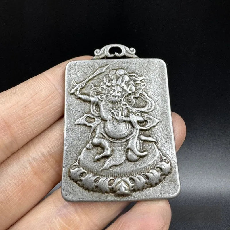 Chinese style iron pendant ornament depicting Buddhist deity Yamantaka Aryaacalanatha